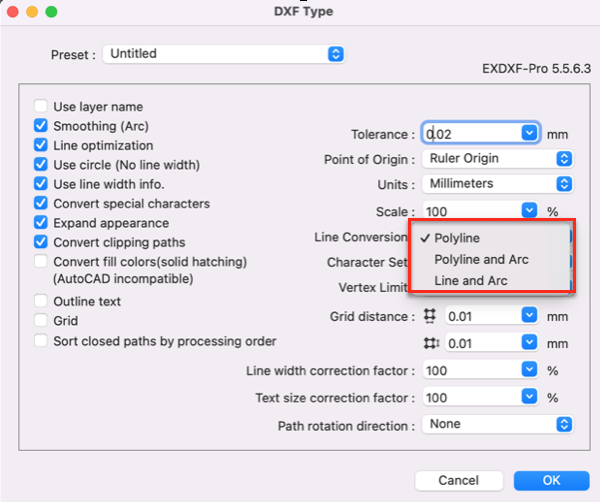 Lines Conversion EXDXF-Pro