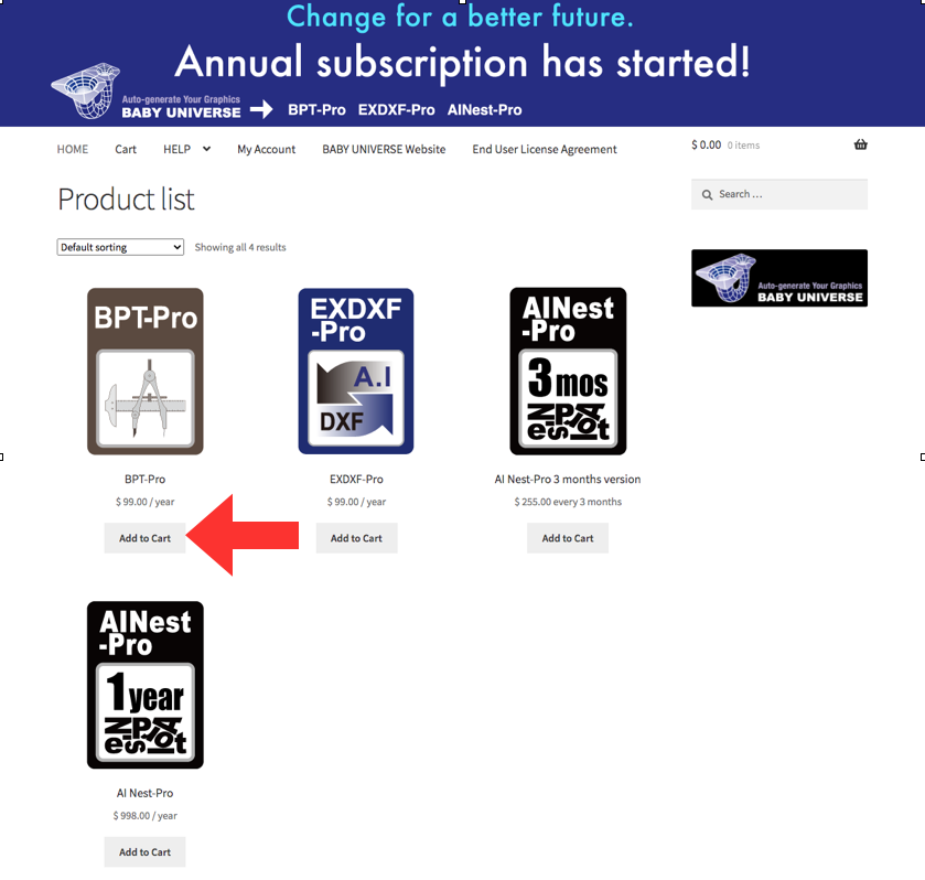 BU Online Store select item