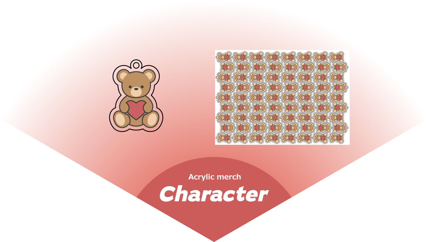 Nesting example: acrylic character merchandise